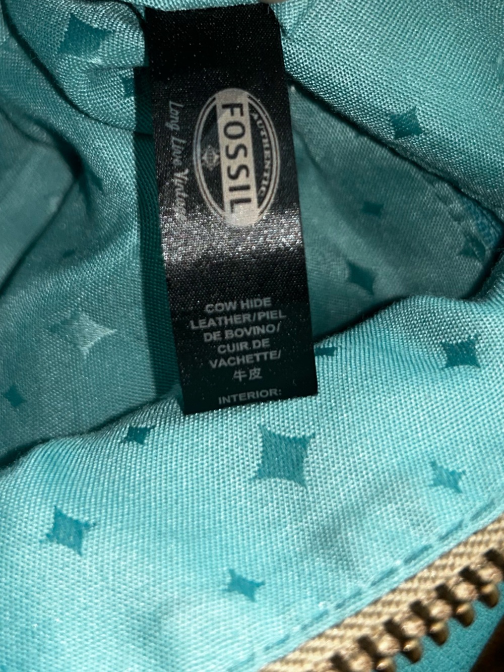 Vintage Fossil Teal Blue Pebbled Leather Shoulder Hobo Bag - Picture 11 of 16